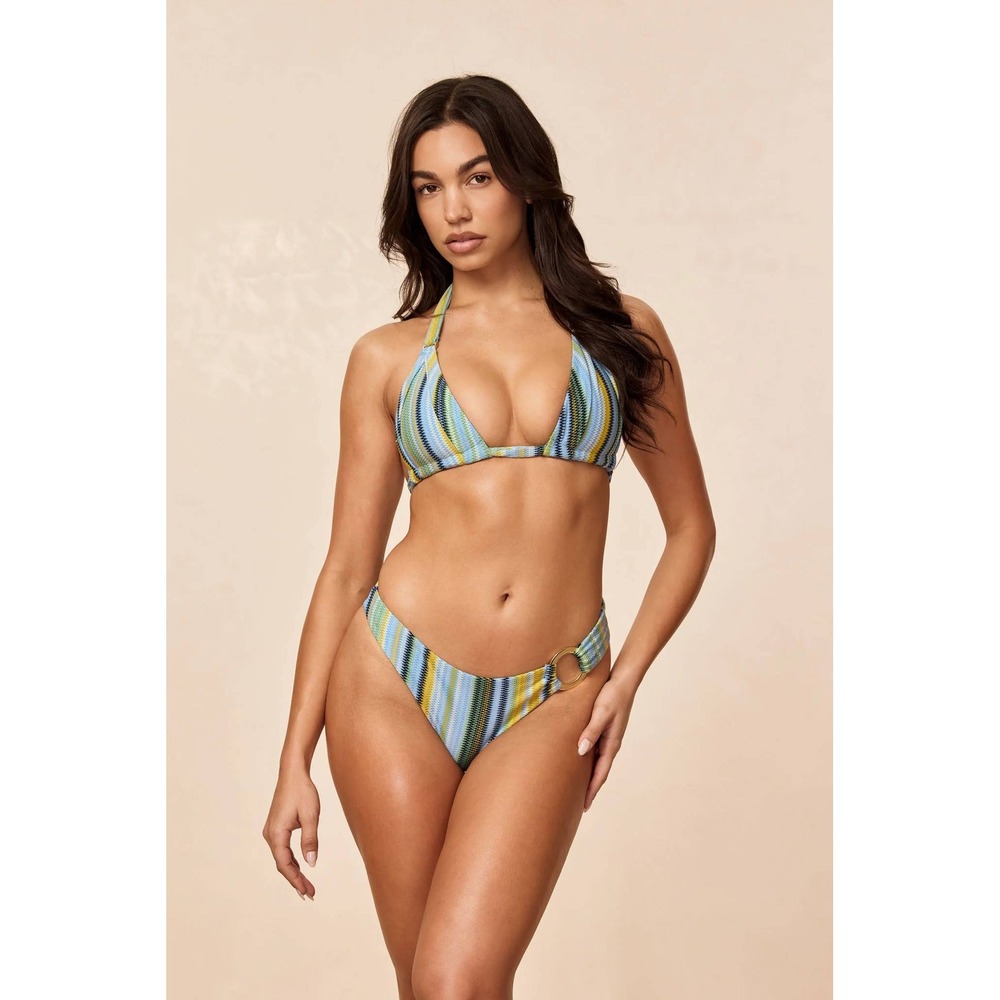 Monday Swimwear Morocco Top Sardinia Stripe Azure Small New With Tags